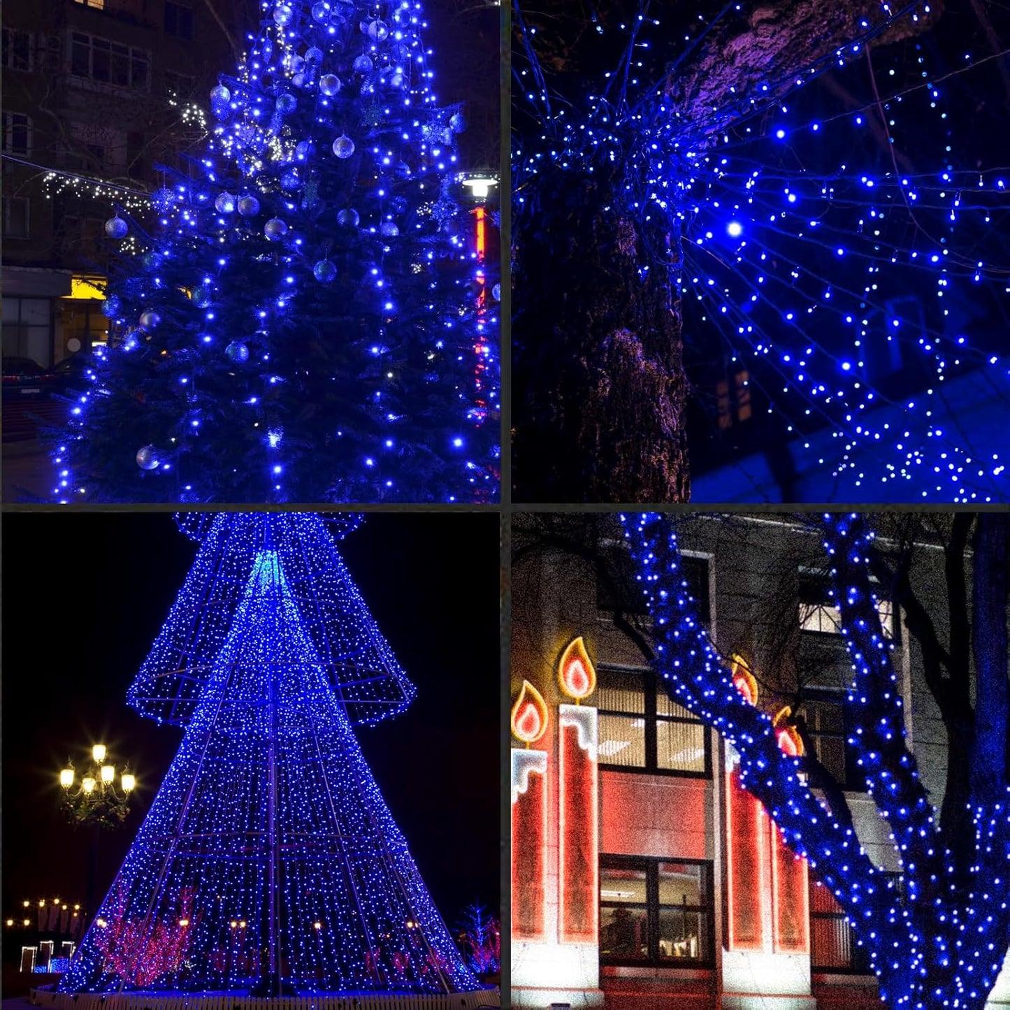 1200LED (24pk of 50L) String Lights, LED Christmas Lights, 6" SPACING,Green Wire, Blue