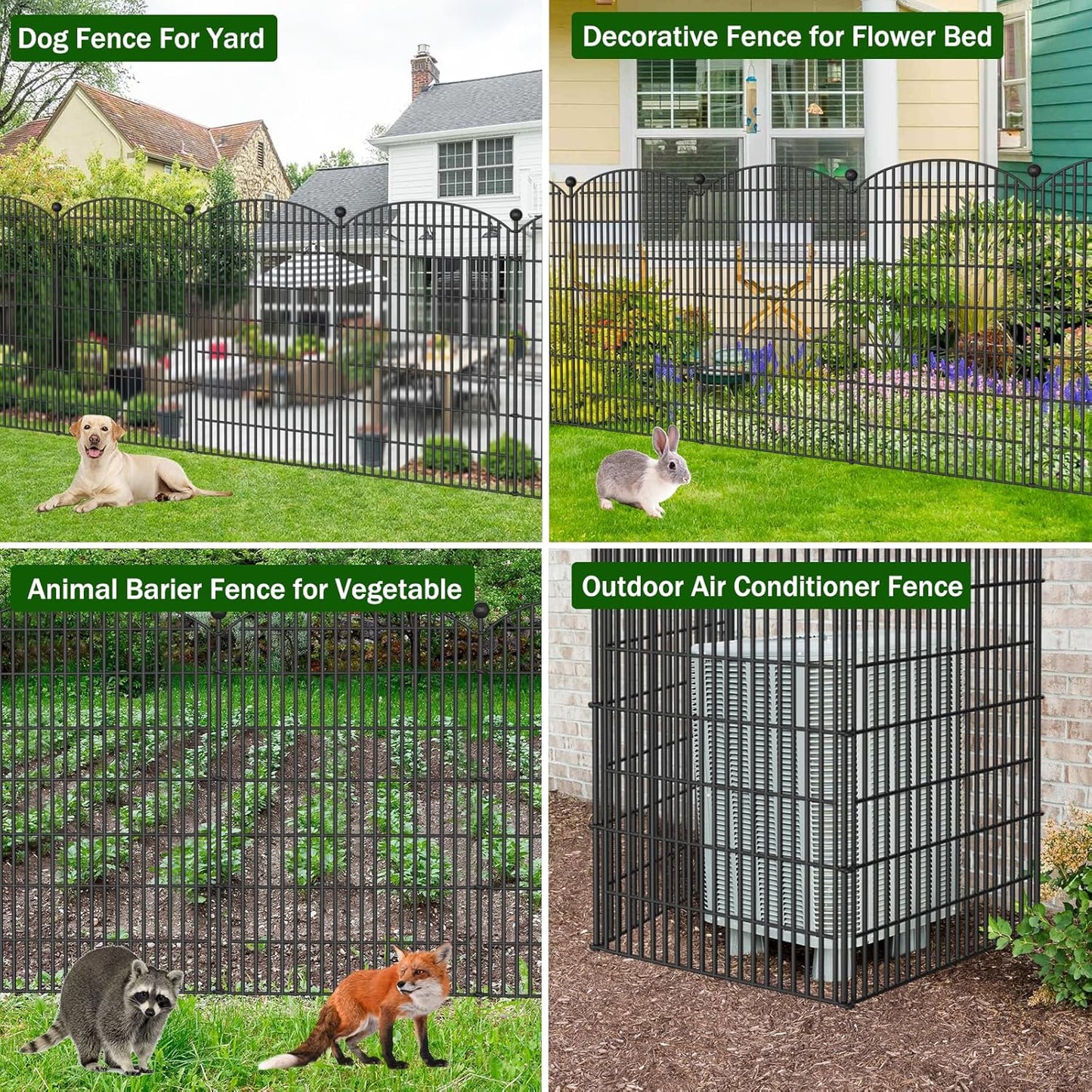 16 Panels Decorative Garden Fence - 48 in (H) x 41.6 ft (L) 16 Panels - Dog Fence Outdoor for Yard,Rustproof Metal Animal Barrier Ground Stakes Fencing for Garden, Patio, Flower Bed