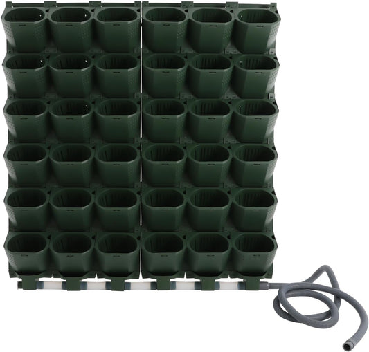 Wall Mounted Vertical Garden Planter, 6 Row 36 Plant Grow Pots, Self-Watering Vertical Planters with Timer, Indoor Outdoor Green Wall Decoration for Strawberries Flowers Herbs