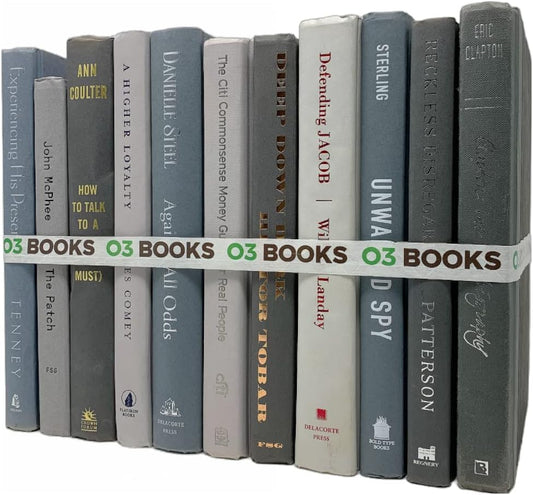 Curated Decorative Books Hardcover Décor Books for Home Décor, Choose Color, Interior Design, Office, Wedding Display, Instant Library, or Staging (One Foot, Gray)