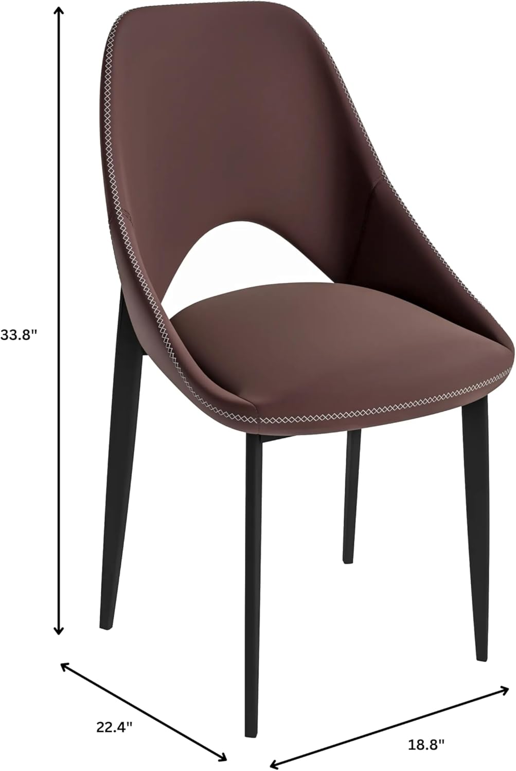 LeisureMod Amalfi Upholstered Fabric Dining Chair – Modern Side Chair with Iron Legs, Mid-Century Accent Chair for Dining Room or Kitchen