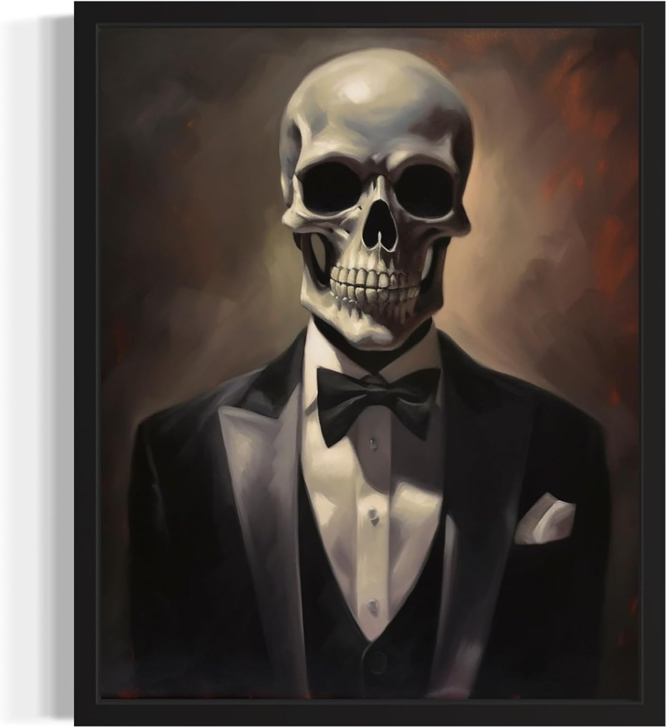 Skull Portrait Poster Art Print, Halloween Scary Vintage Wall Art Academia Spooky Painting Decoration for Horror Prints, Gothic Posters Bedroom Decor 89 (Skull Portrait, 16 x 20 inches, Unframed)