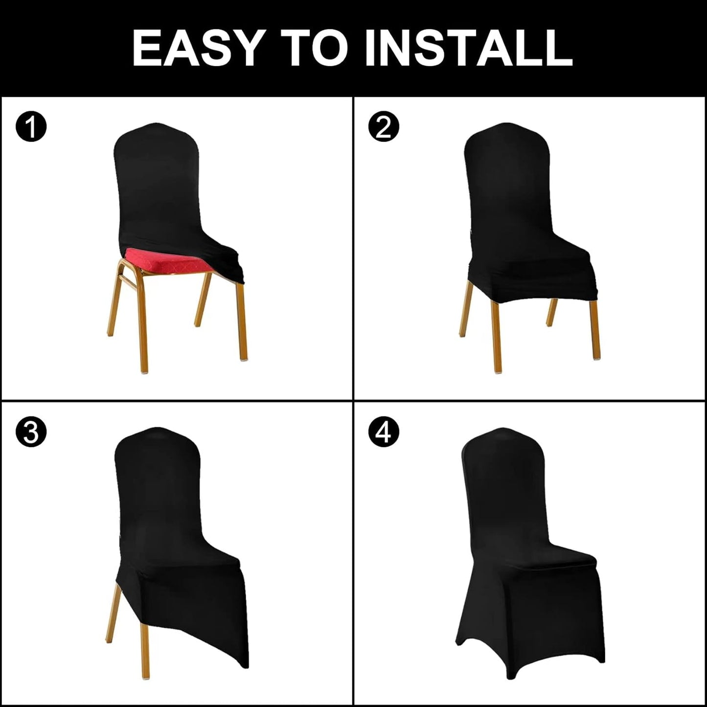 Waterproof Spandex Chair Cover 12PCS, Stretch Dining Chair Covers, Polyester Outdoor Chair Covers, Protector Stretch Chair Cover for Party Universal, Banquet, Wedding Event, Hotel(Gold)