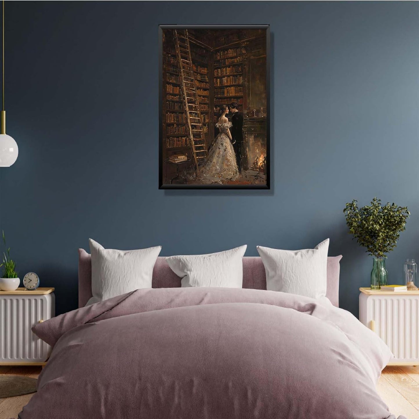 JFHCQJPK Gothic retro library scene decoration melancholy calm art college style wall aesthetic antique style home decoration suitable for bedroom living room20x30in Metal blackFramed