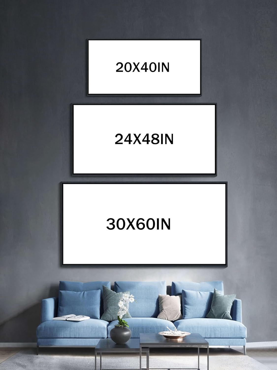 Framed Canvas Wall Art Canvas Prints Pictures for Bedroom Blue Tree Wall Art Painting Nature Landscape Artwork Large Size Picture for Home Office Living Room Bedroom Bathroom Wall Decor 20”x40”