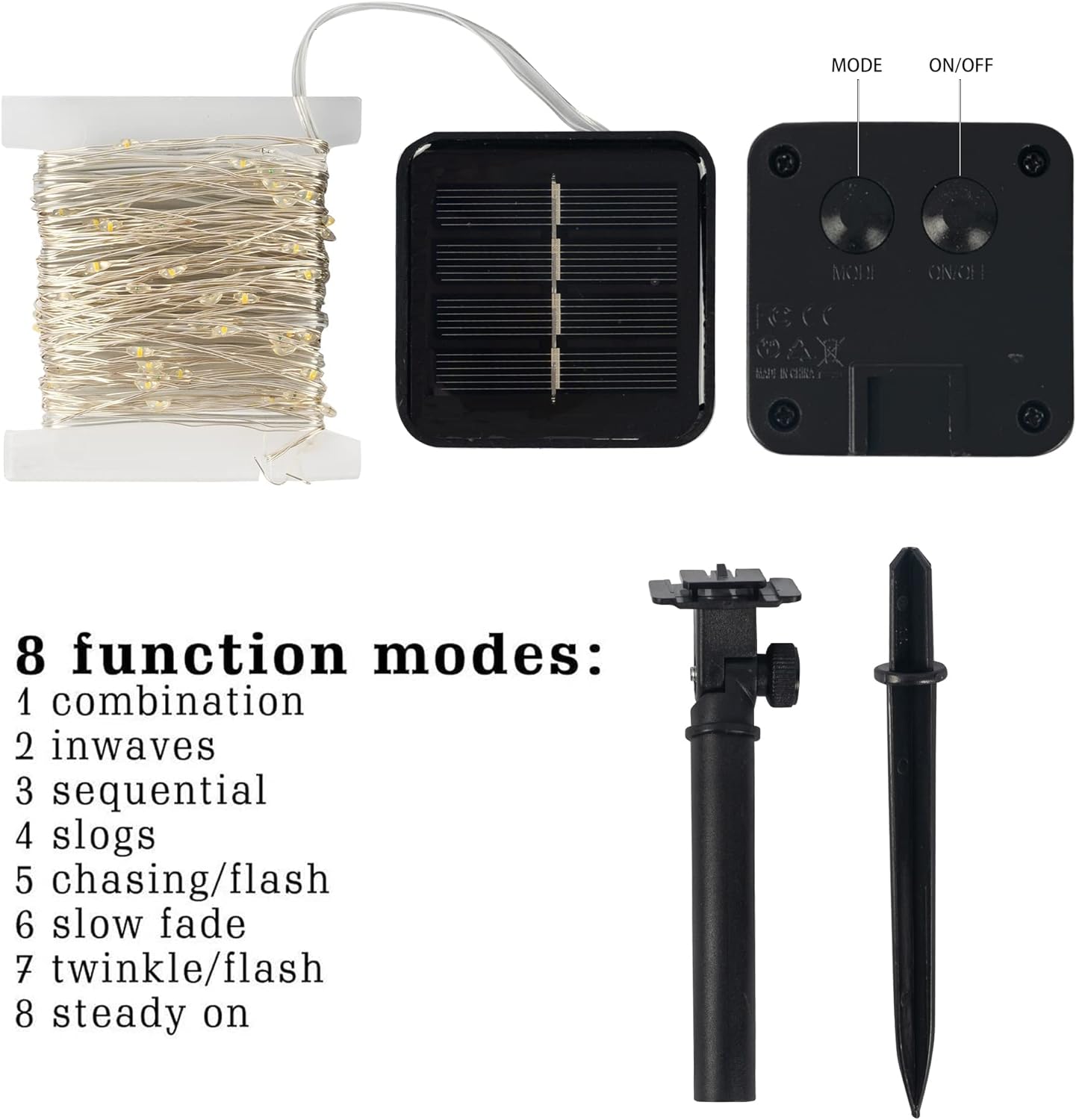Dazzle Bright 2 Pack Solar String Lights Outdoor, Total 80FT 240LED Solar Powered Waterproof Fairy Lights 8 Modes, Copper Wire Lights for Christmas Patio Party Tree Yard Decoration (White)