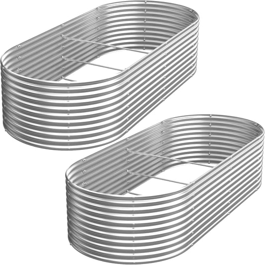 2 Pack Tall Galvanized Raised Garden Bed Outdoor,Metal Garden Bed for Vegetables,Steel Raised Beds for Gardening,Above Ground Garden Box for Flower-37x20 inch-4MV
