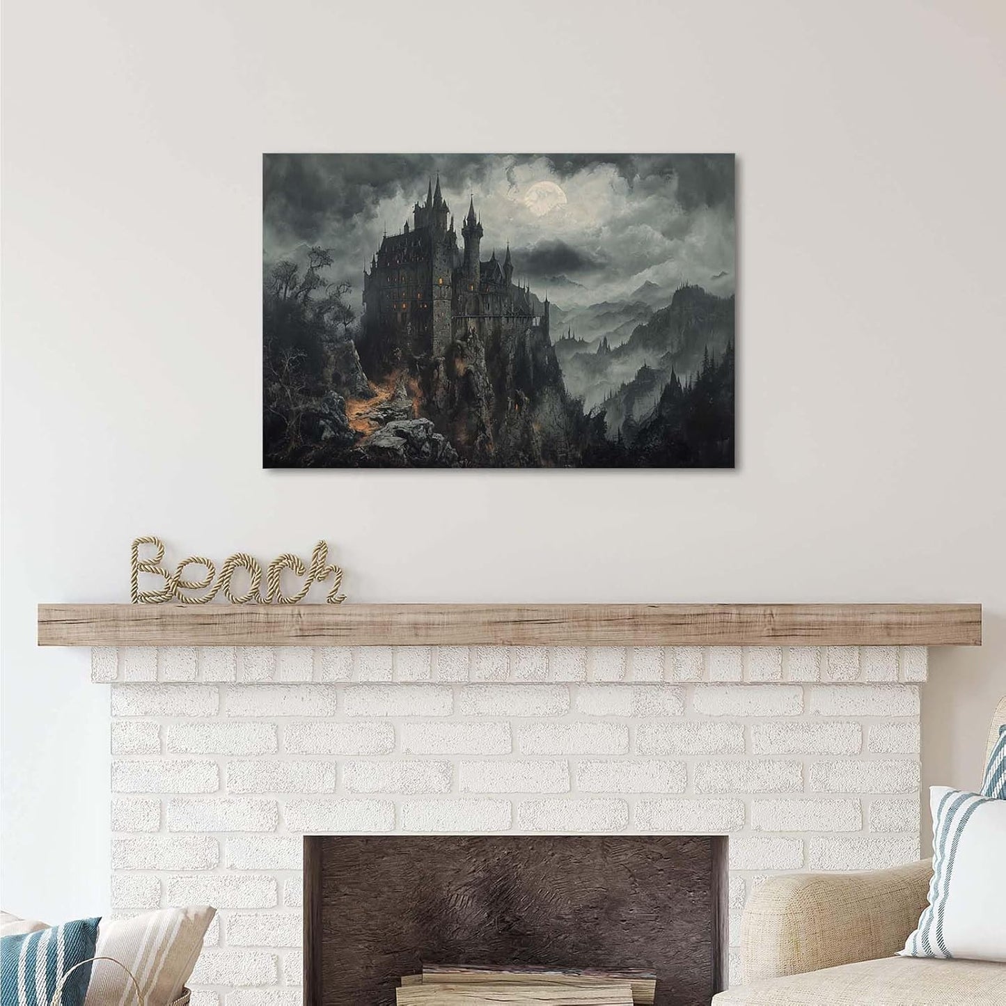 JFHCQJPK Vintage Castle Poster Dark Academy Victorian Gothic Castle Wall Art Poster Moody Mystical Art Print Suitable for Home Living Room Bedroom12x16in Frameless