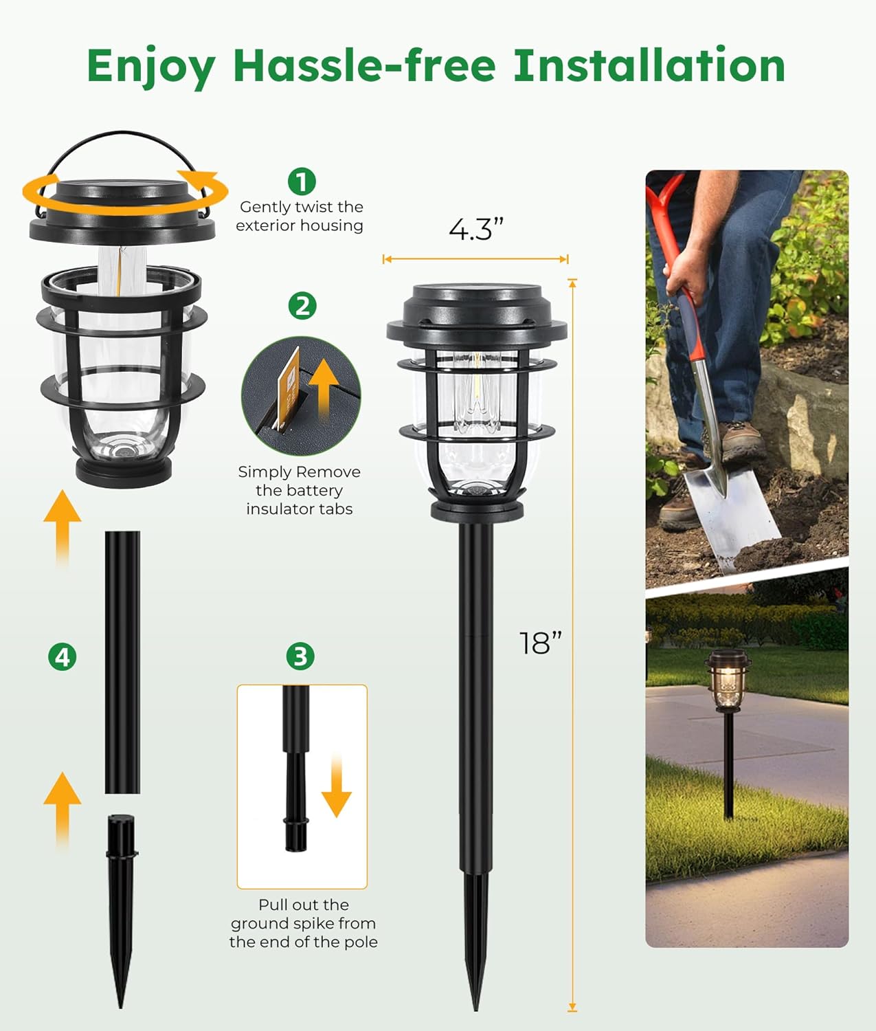 6 Pack Solar Lights Outdoor Waterproof, Garden Decor Gifts Idea for Women Mom Grandma, Solar Powered Bright Landscape Lamp for House, Yard, Patio, Pathway, Lawn Ornaments