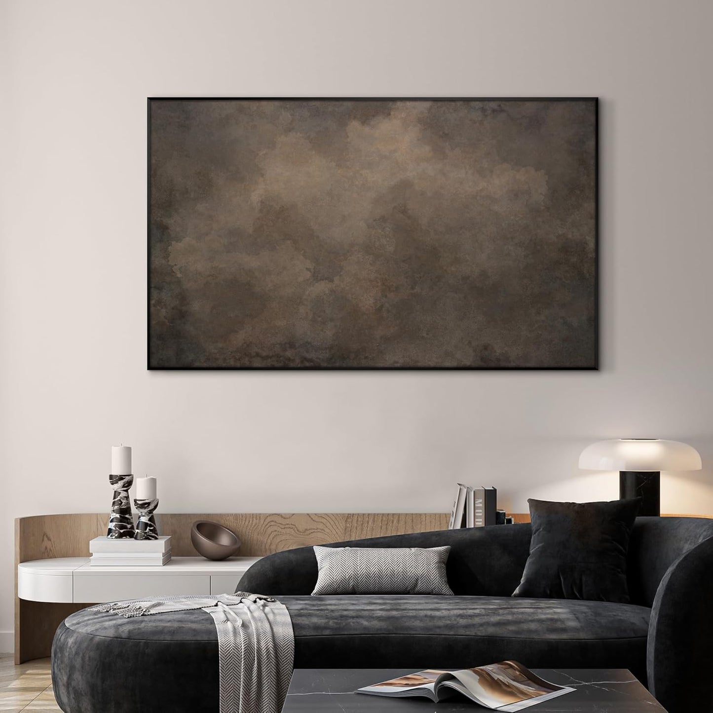 SIGNWIN 30"x60" Extra Large Framed Wall Art Neutral Cloudy Abstract Illustration, Soft Atmospheric Design for Home Living Room Bedroom Decor (Frame Assembly Required)