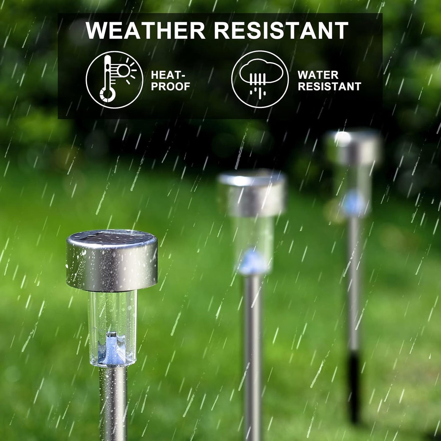 Solar Lights Outdoor Waterproof, Stainless Steel LED Landscape Lighting, Solar Garden Lights Solar Powered, Outdoor Solar Lights for Yard, Pathway, Walkway, Patio , Lawn - 16 Pack ( Cold White )