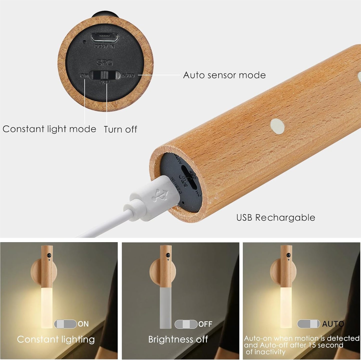 Montford Wall Sconces Set of Two Battery Operated, Motion Sensor Night Light Magnetic Wall Light Rechargeable Wall Sconce, Peel and Stick Sconce Lights for Hallway