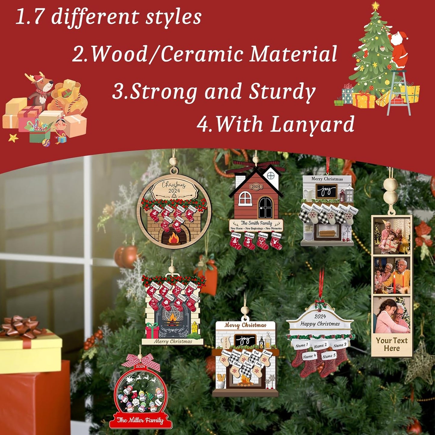 Personalized Christmas Ornaments with Names Snowman Custom Family Ornament Customized Xmas Tree Hanging Wood Decoration Gift Snow Globe