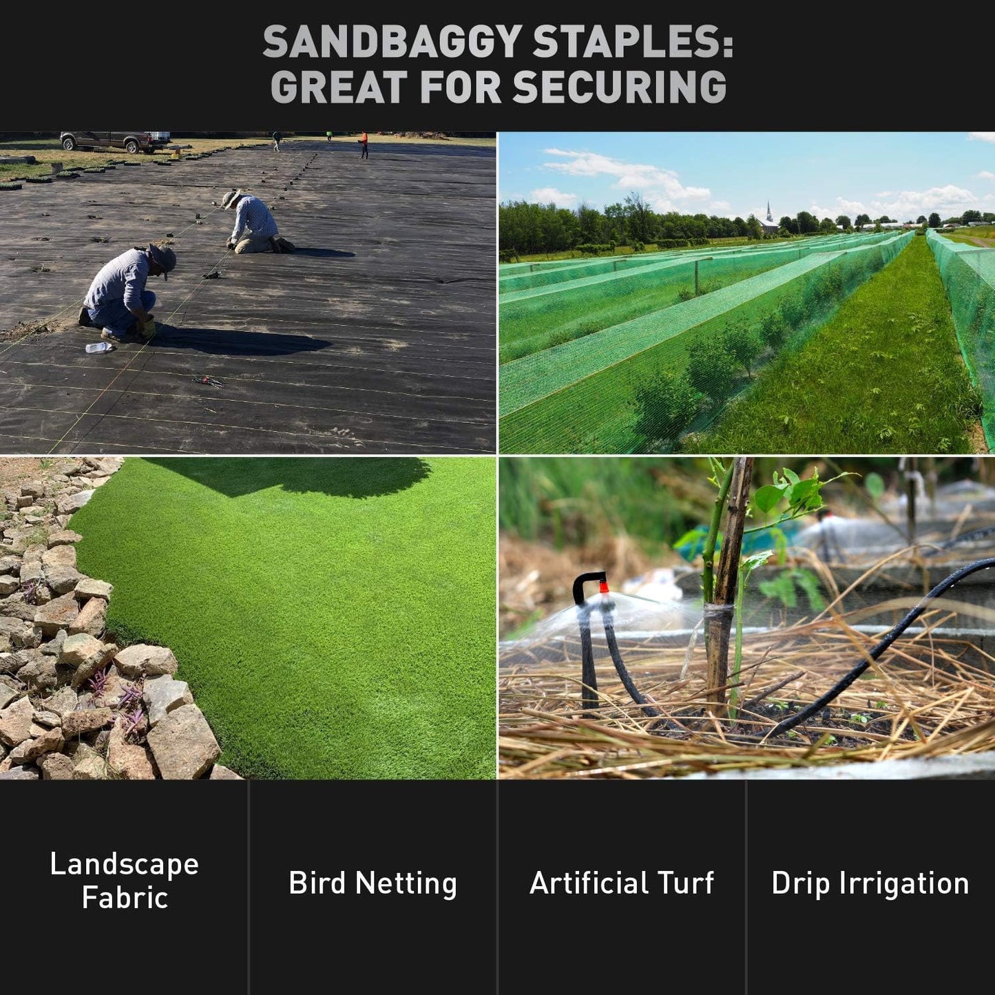 Sandbaggy 6 inch Landscape Sod Staples (9 Gauge Steel) ~ Great for Hard Soil - 20% Thicker Than Competition - Trusted by Farmers & Contractors Across USA (5000 Staples)