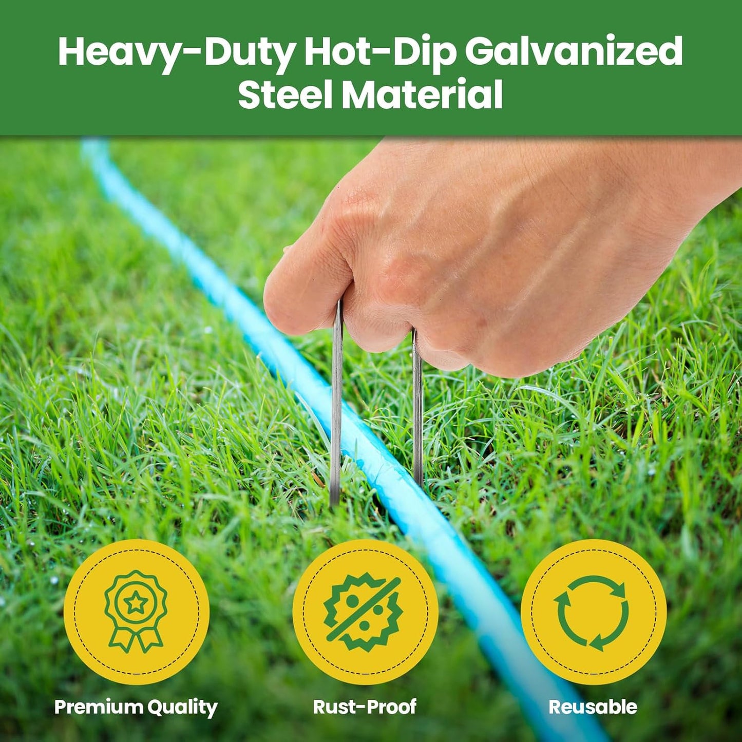 Landscape Staples 6 Inch 120 Pack, Garden Stakes Galvanized Garden Staples 11 Gauge, Plant Cover Stakes for Lawn Weed Barrier