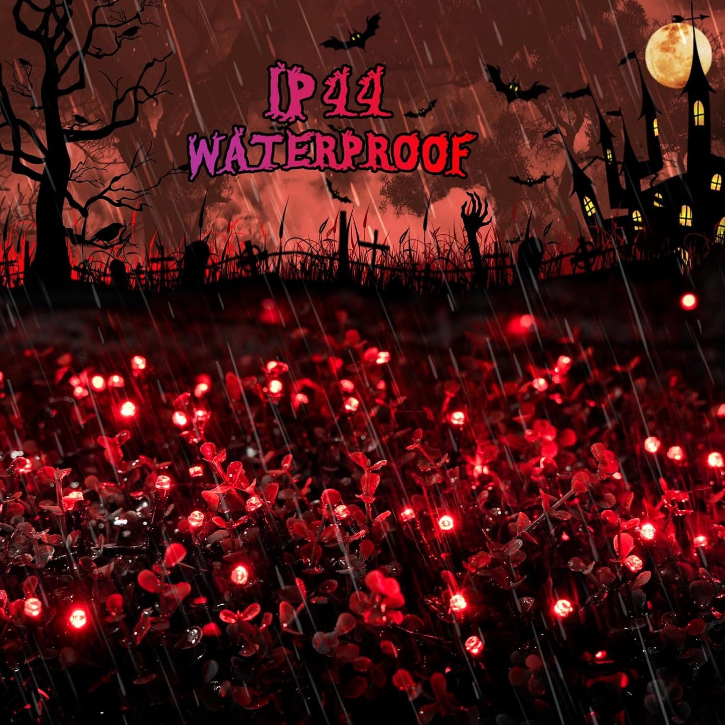 JMEXSUSS 200 LED Halloween Lights Indoor Outdoor, 66ft Connectable LED Red Christmas Lights Plug in, 8 Modes Red String Light for Halloween Tree Indoor Bedroom Garden Yard Porch House Decorations