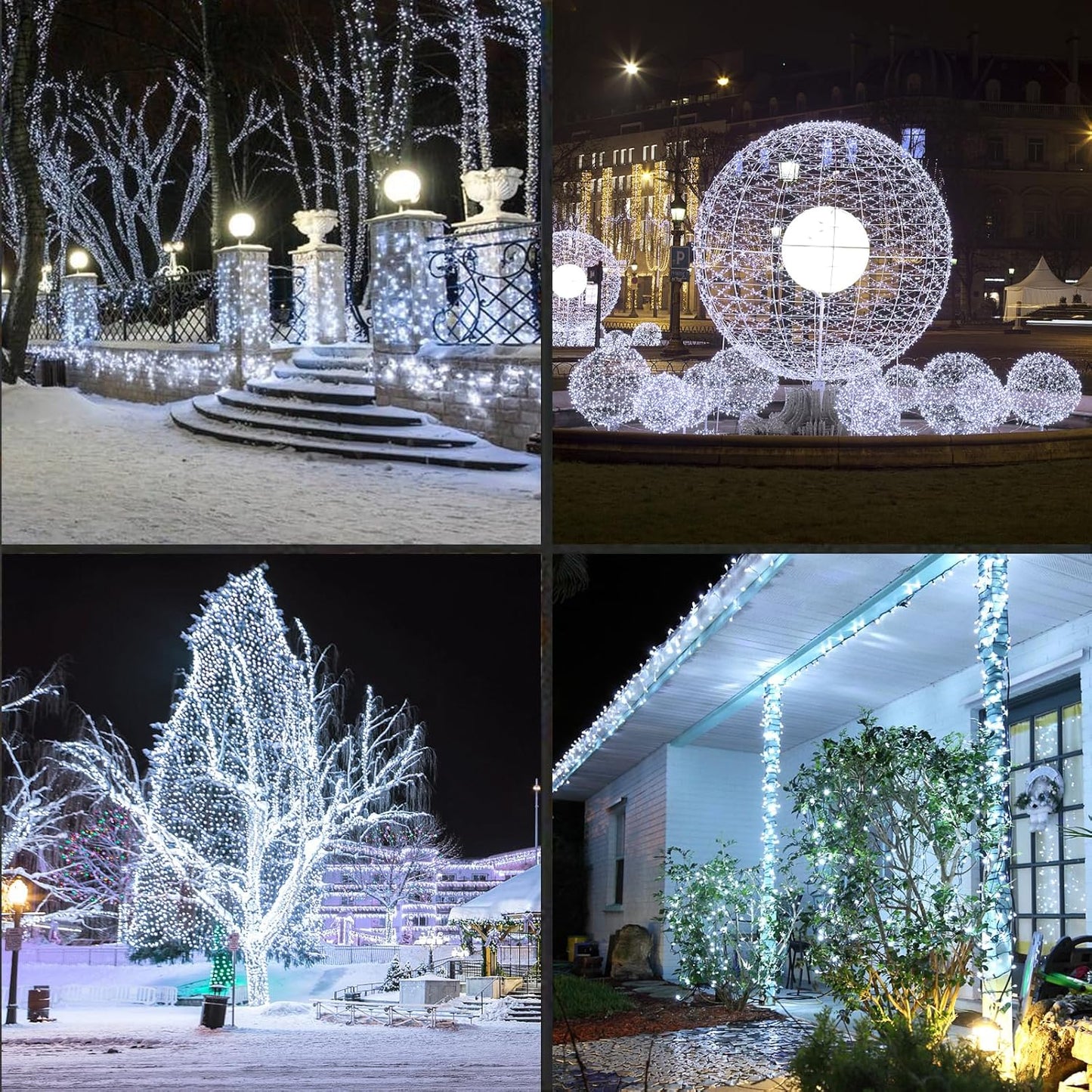 200LED (4pk of 50L) String Lights, LED Christmas Lights, 6" SPACING,Green Wire,White