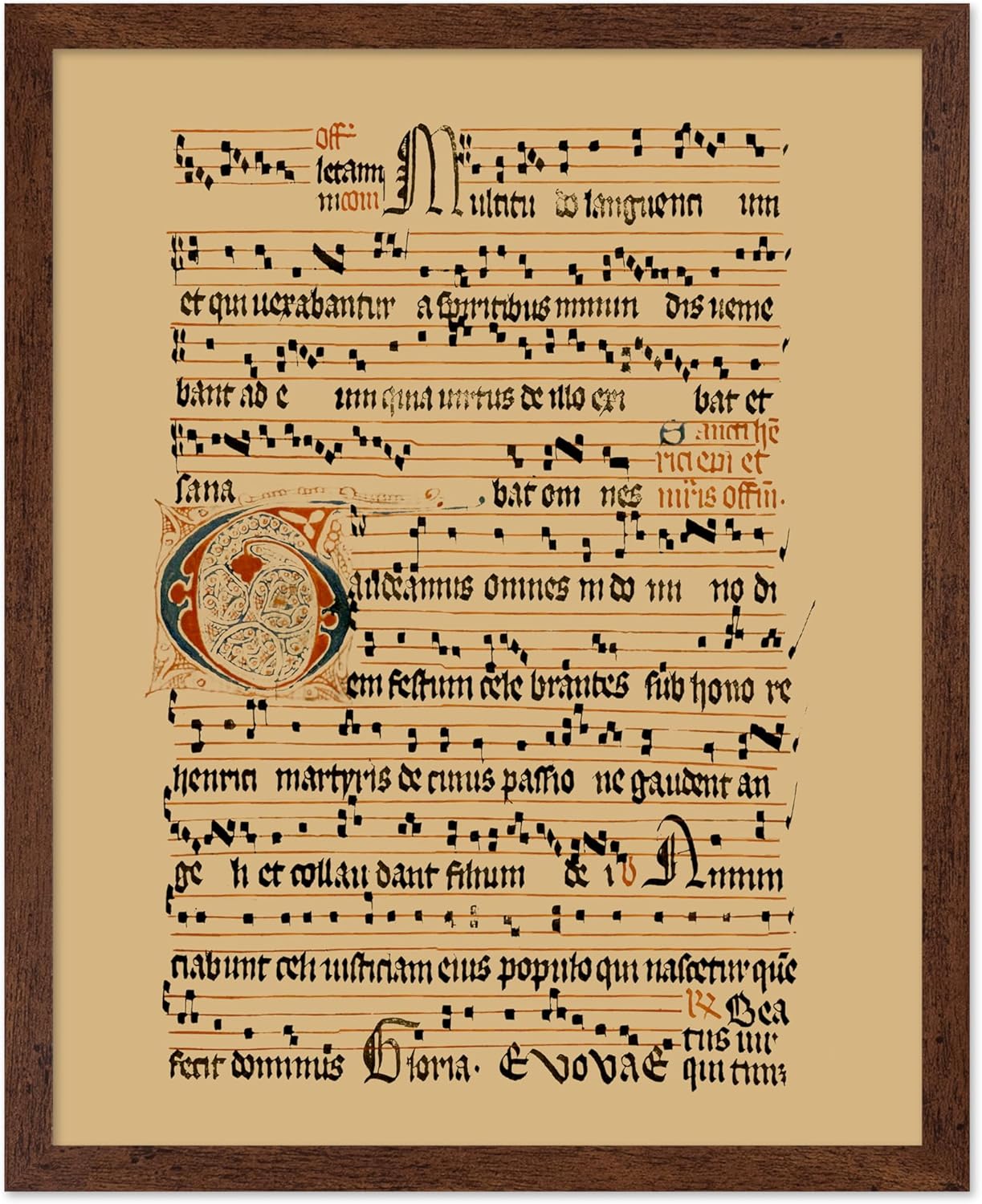Poster Master Vintage Hymnal Poster - Retro Music Print - Gift for Artist, Friend - Graduale Aboense, Gregorian Chant Manuscript, Score - Wall Decor for Living Room, Bedroom, 8x10 Brown Framed