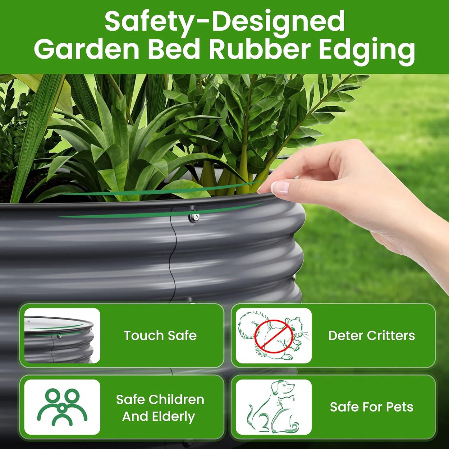 Round Raised Garden Beds, 42''x42''x17''Outdoor Galvanized Garden Planter Box for Vegetable Fruits Flower Herb (Deep Grey)