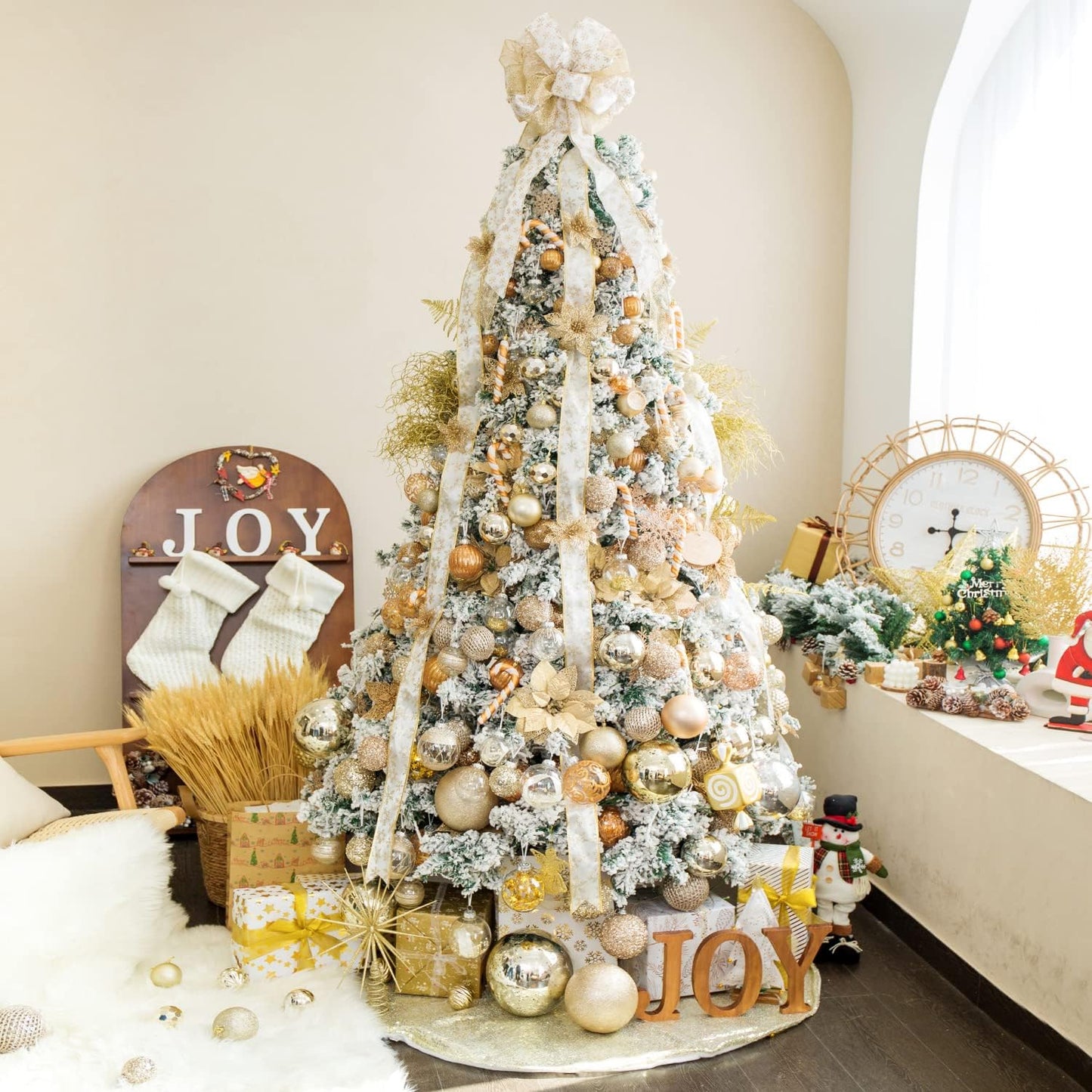 XmasExp 24ct Christmas Ball Ornaments Shatterproof Xmas Tree Hanging Balls Decorations Perfect for Holiday Wedding Christmas Decor (Champagne, 2.36")