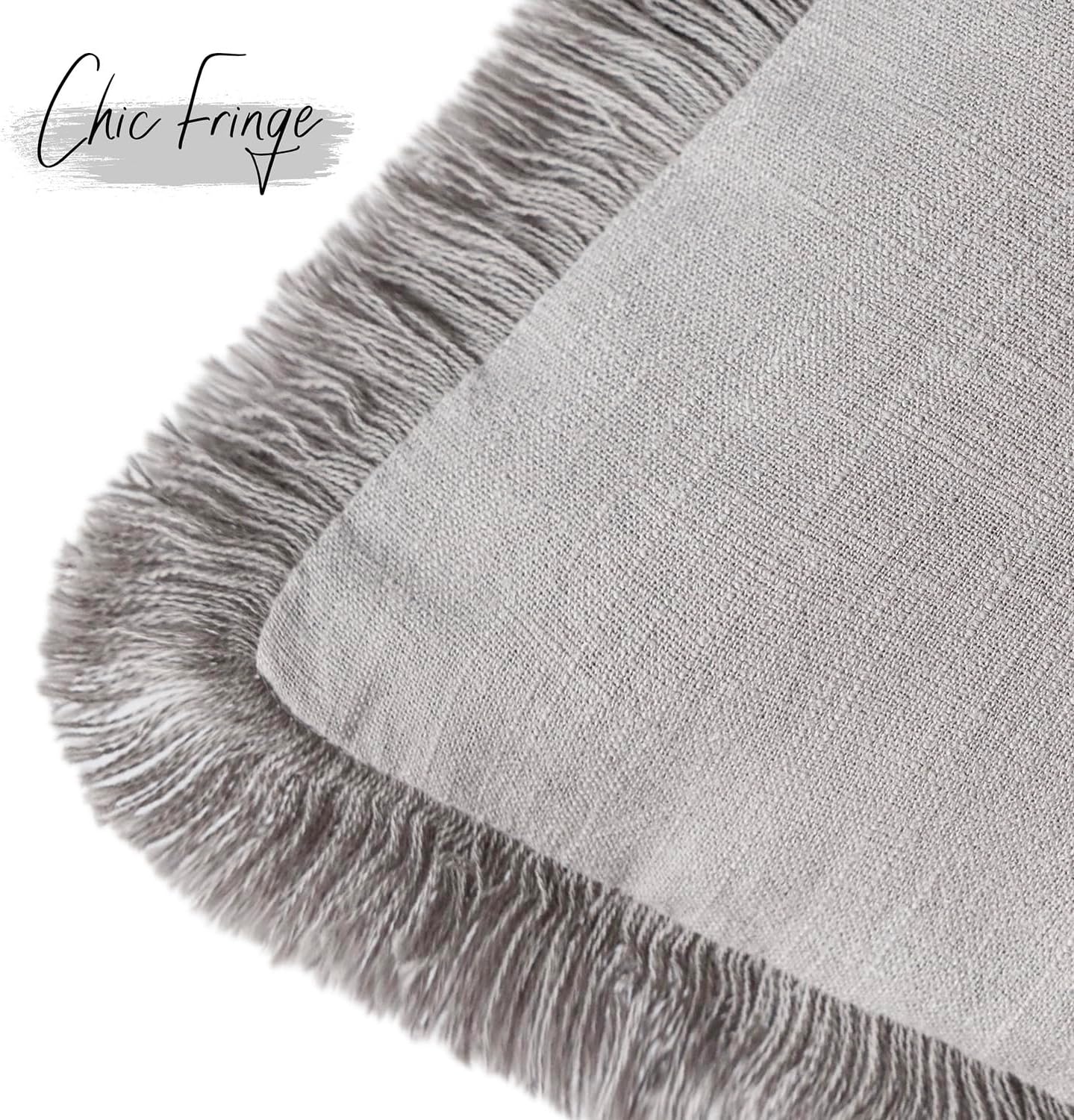 Foindtower Set of 2 Decorative Linen Fringe Throw Pillow Covers Cozy Farmhouse Cushion Cover with Tassels Accent Pillowcase for Couch Chair Sofa Bed Living Room Home Decor,16×16 Inch,Light Rustic Gray