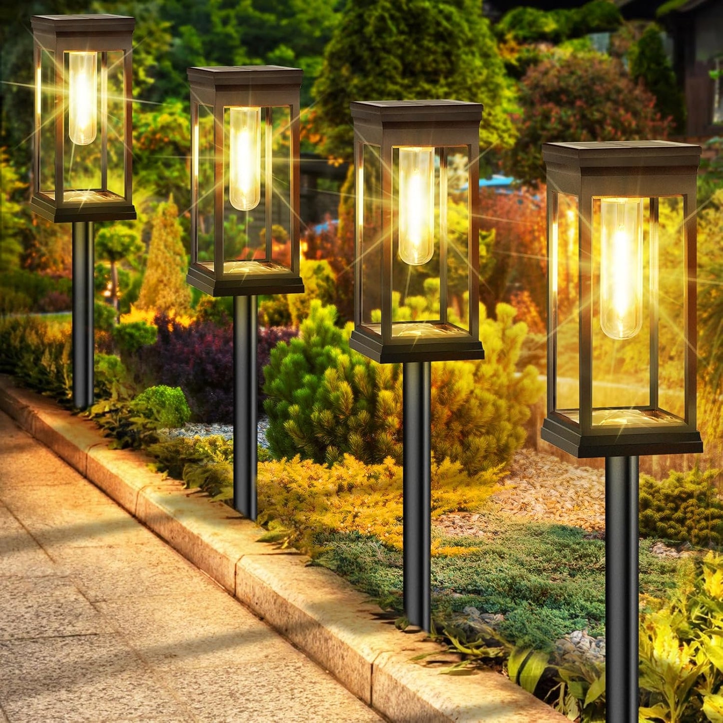 BesLowe 【Upgraded】 Solar Pathway Lights Outdoor, 8-Pack Large LED Solar Light Outdoor Waterproof, Super Bright Outside Lights for Yard, Sun-Powered Landscape Lighting for Garden Walkway, Warm White