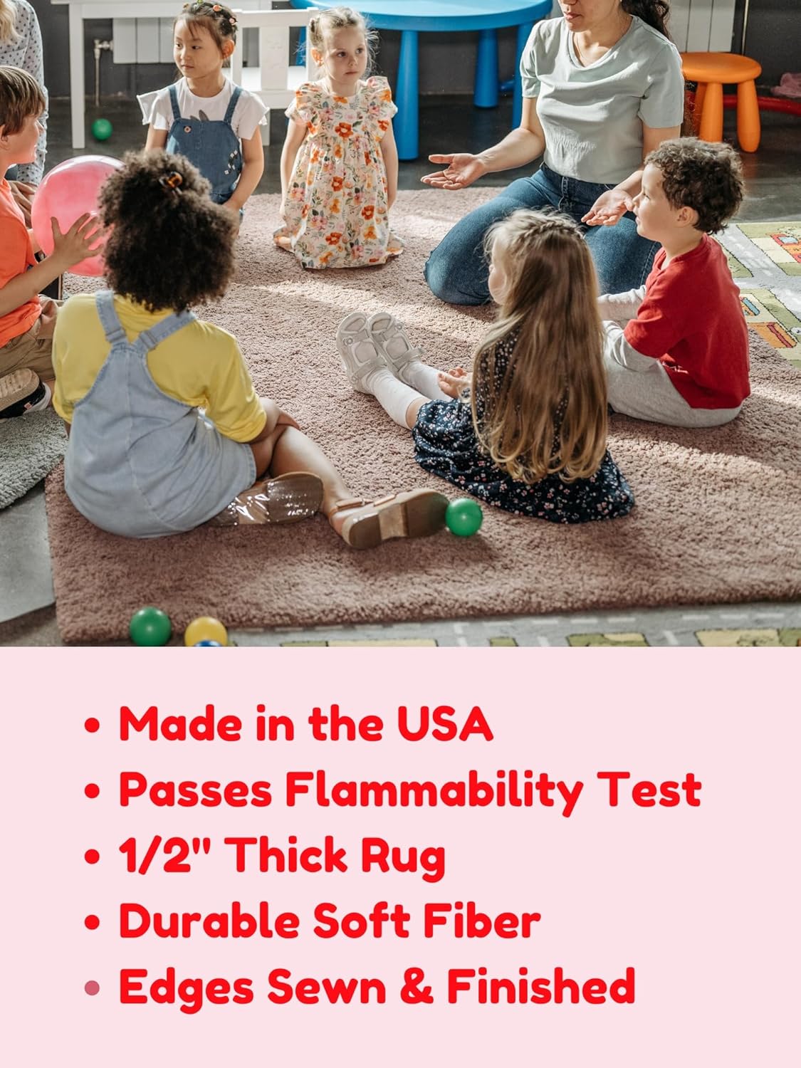 KOECKRITZ Soft and Colorful Kids Classroom Area Rugs (Passes Flammability Pill Test) Many Sizes and Bright Colors to Select from (3' Round, Lemon)