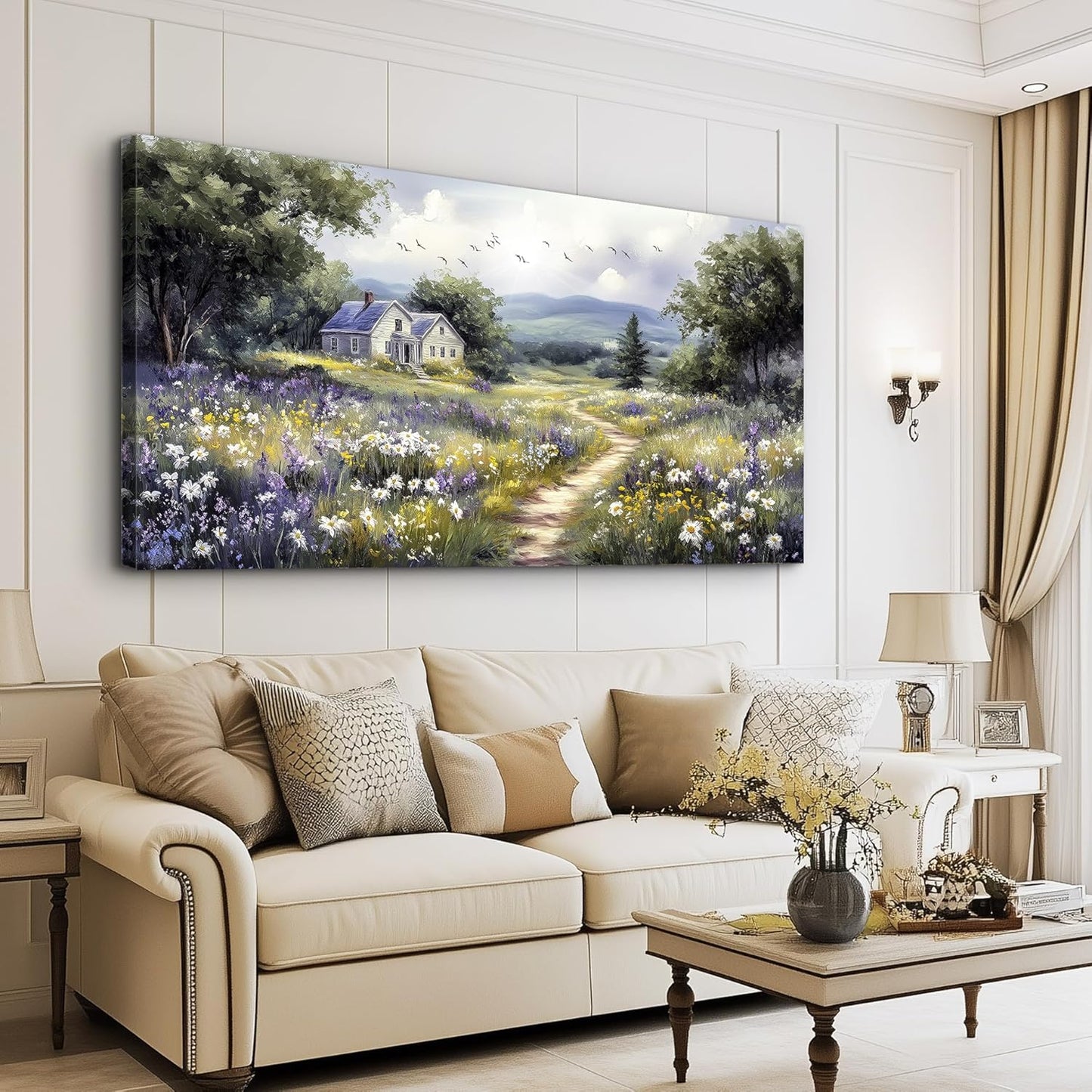 Canvas Wall Art for Living Room Large Wall Decor for Office Bedroom Decorations Garden Painting Artwork Room Wall Mural Aesthetic Home Decor 30x60 in