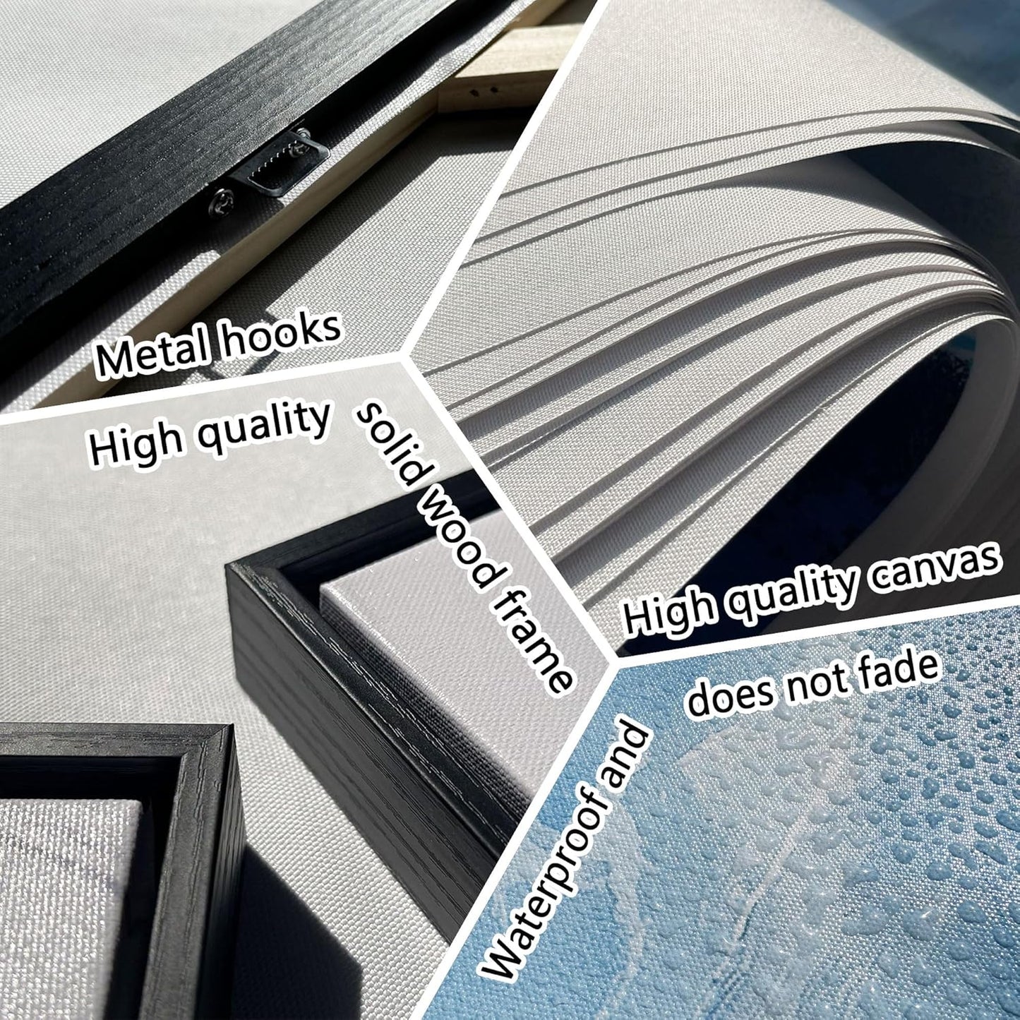 QZQCBLC Large Canvas Wall Art, Blue Mountains Lake Houses Green Trees Landscape Framed Oil Paintings Artwork for Living room Bedroom Home Kitchen Office Wall Pictures Decor 24x48 IN