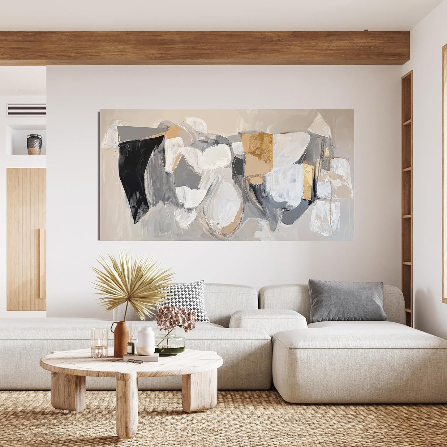 Abstract Canvas Wall Art Decor Gray Gold Modern Abstract Graffiti Art Pictures Black Wall Decorations for Living Room Canvas Art Poster Print Wall Pictures for Bedroom Office Decor 20" X 40"