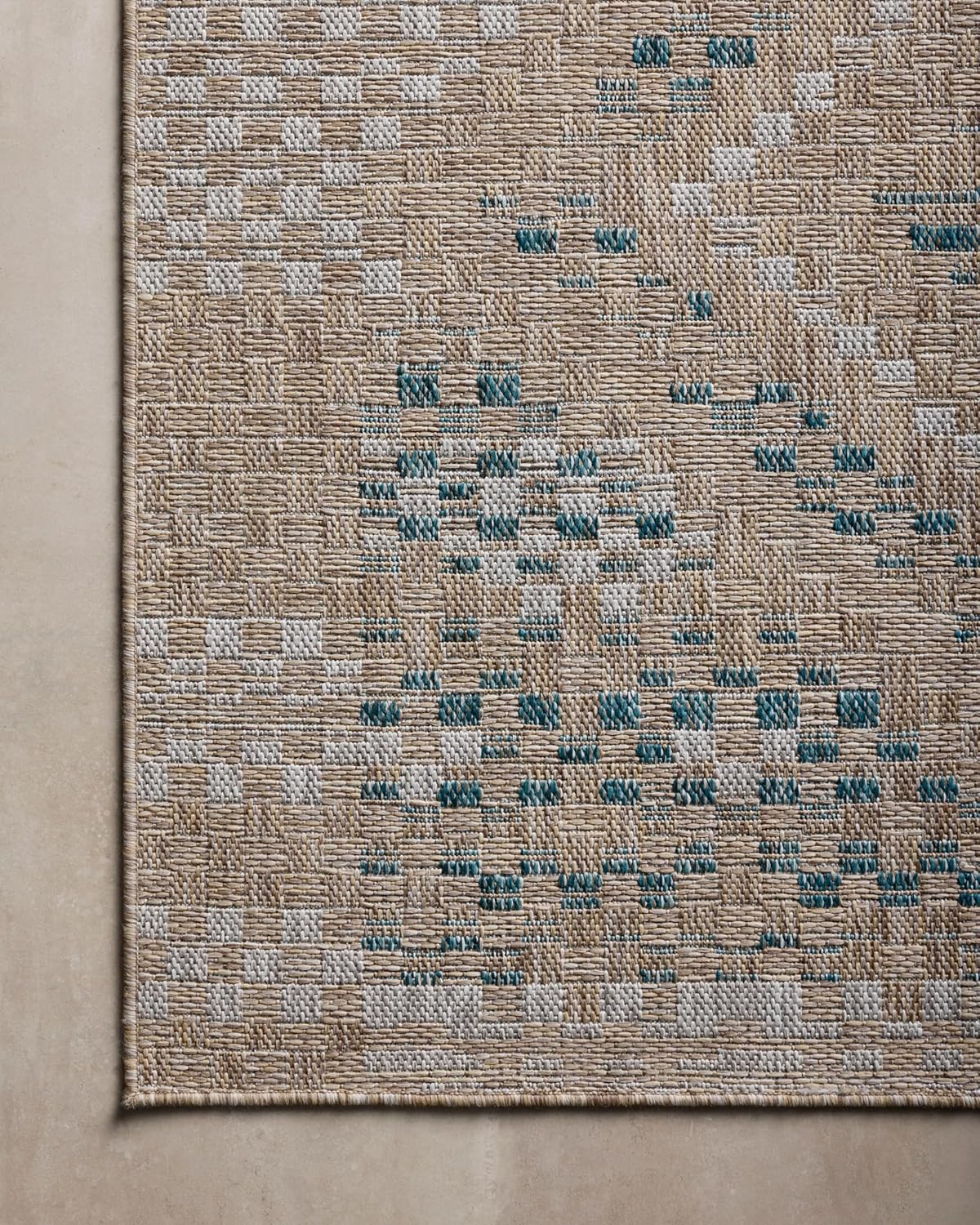 Loloi Amber Lewis Topanga Collection TOP-04 Natural/Aqua 9'-2" x 12'-0" Indoor/Outdoor Area Rug